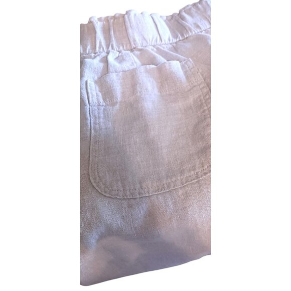 Talbots Nantucket Pull-On Wide Leg Crop Pants S Petite Neutral 100% Linen - Picture 3 of 7
